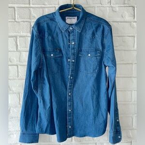 Poncho Men's Blue Casual Button Down Shirt